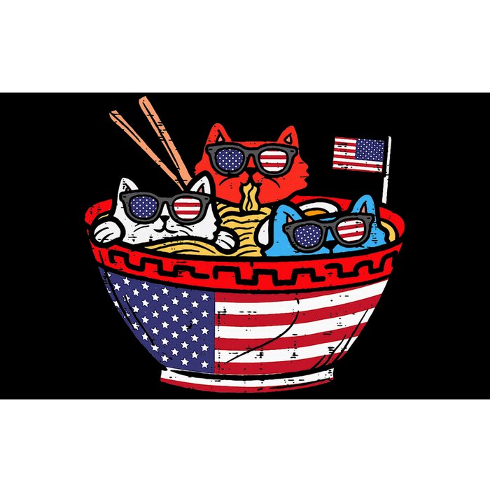 Cats Ramen Anime American Flag USA Funny 4th Of July Fourth Bumper Sticker