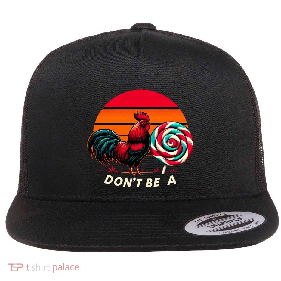 Coolest Rooster And Sucker Flat Bill Trucker Hat