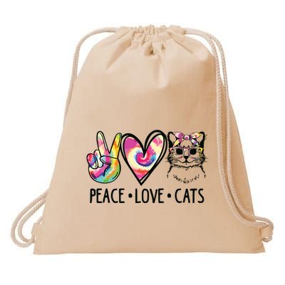 Cat Rescue Adopt A Cat Cat Mom Tie Dye Peace Love Cat Drawstring Bag