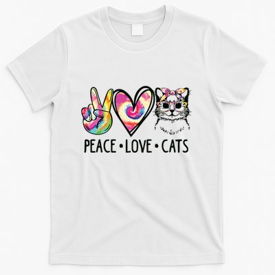 Cat Rescue Adopt A Cat Cat Mom Tie Dye Peace Love Cat T-Shirt