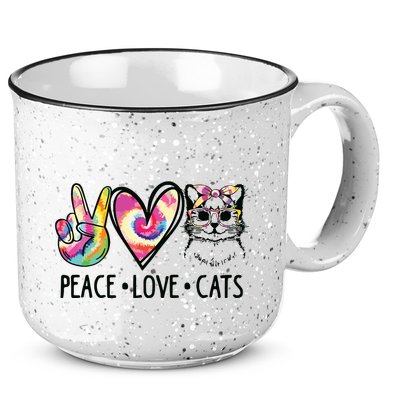 Cat Rescue Adopt A Cat Cat Mom Tie Dye Peace Love Cat 15oz Campfire Ceramic Mug