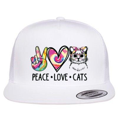 Cat Rescue Adopt A Cat Cat Mom Tie Dye Peace Love Cat Flatbill Hat