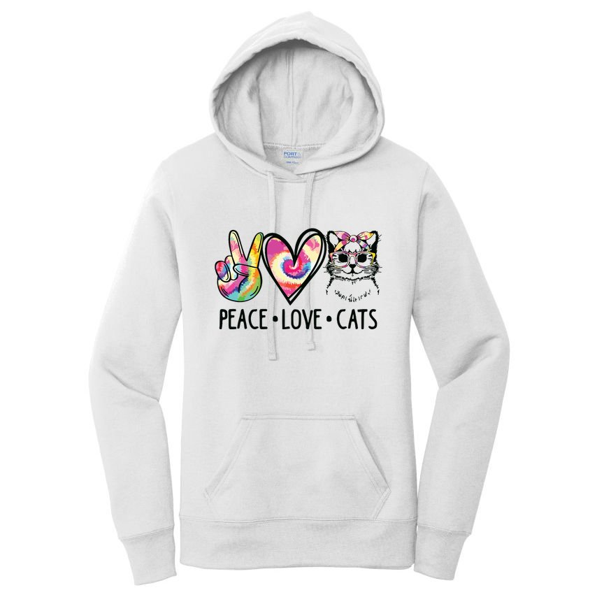 Cat Rescue Adopt A Cat Cat Mom Tie Dye Peace Love Cat Women's Pullover Hoodie