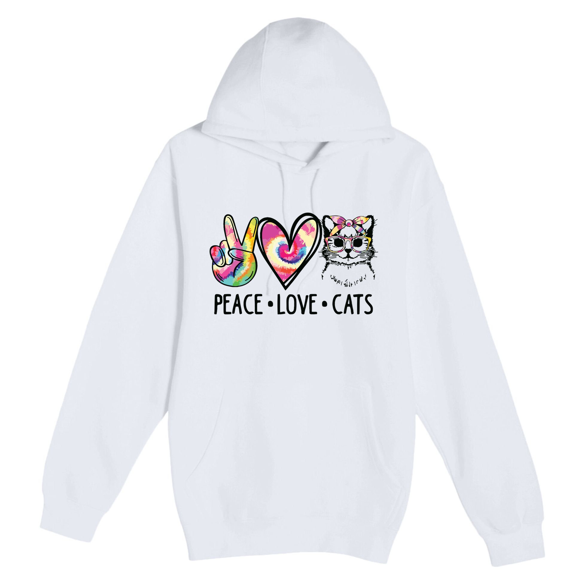 Cat Rescue Adopt A Cat Cat Mom Tie Dye Peace Love Cat Premium Pullover Hoodie