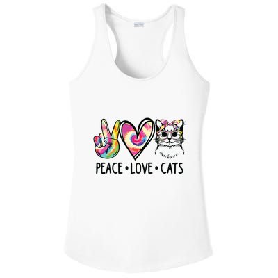 Cat Rescue Adopt A Cat Cat Mom Tie Dye Peace Love Cat Ladies PosiCharge Competitor Racerback Tank