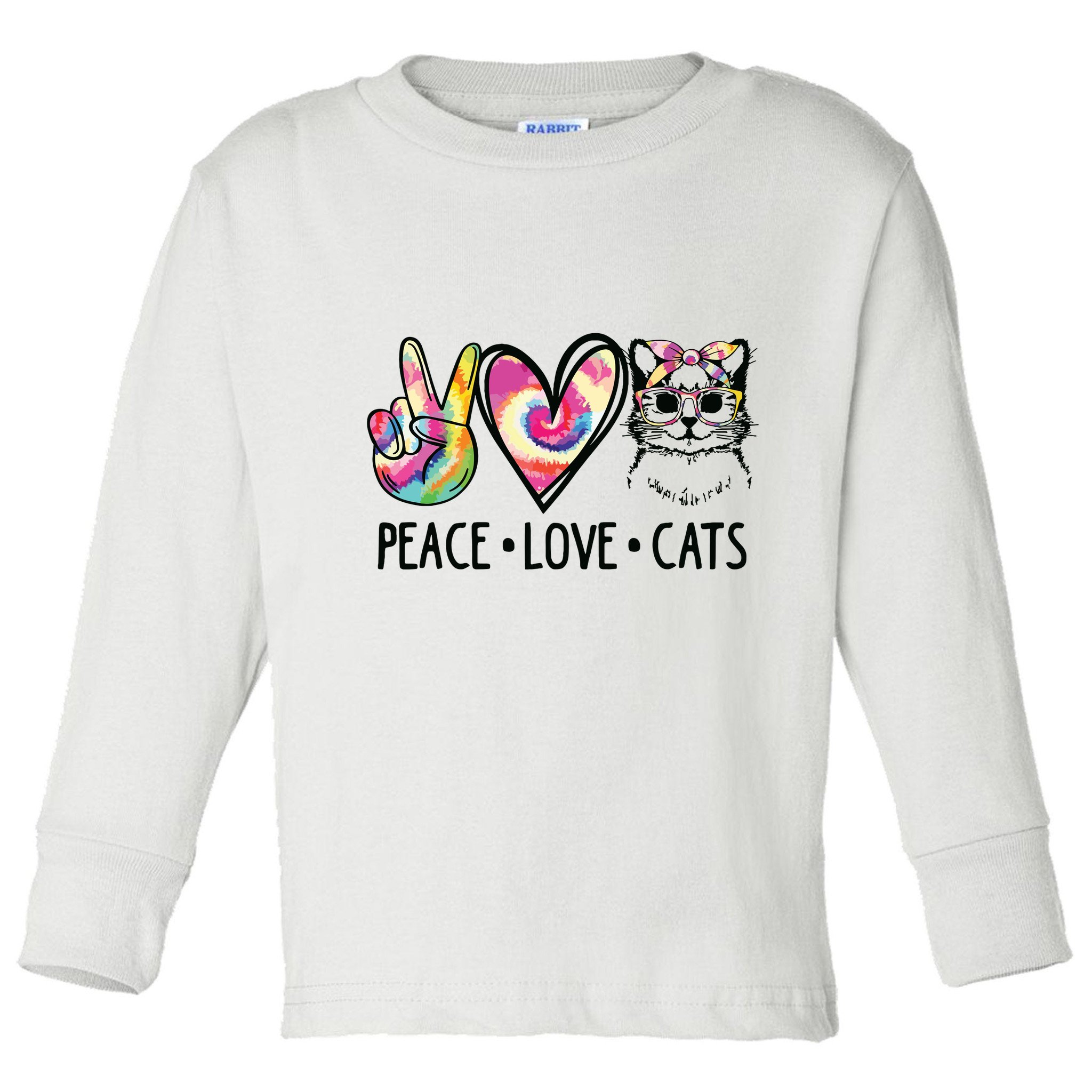 Cat Rescue Adopt A Cat Cat Mom Tie Dye Peace Love Cat Toddler Long Sleeve Shirt