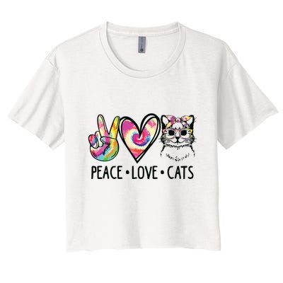 Cat Rescue Adopt A Cat Cat Mom Tie Dye Peace Love Cat Crop Top