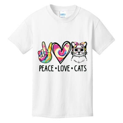 Cat Rescue Adopt A Cat Cat Mom Tie Dye Peace Love Cat Kids T-Shirt