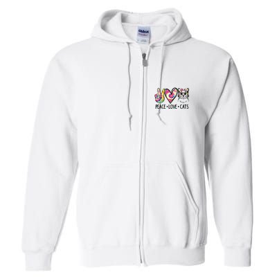 Cat Rescue Adopt A Cat Cat Mom Tie Dye Peace Love Cat Full Zip Hoodie