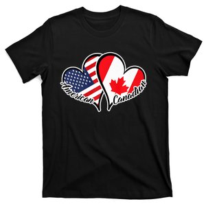 Canadian Roots American Usa Flag Half Canadian Canada T-Shirt