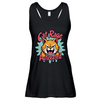 Cat Rage Activated Funny Angry Cat Meme Design .Png Ladies Essential Flowy Tank