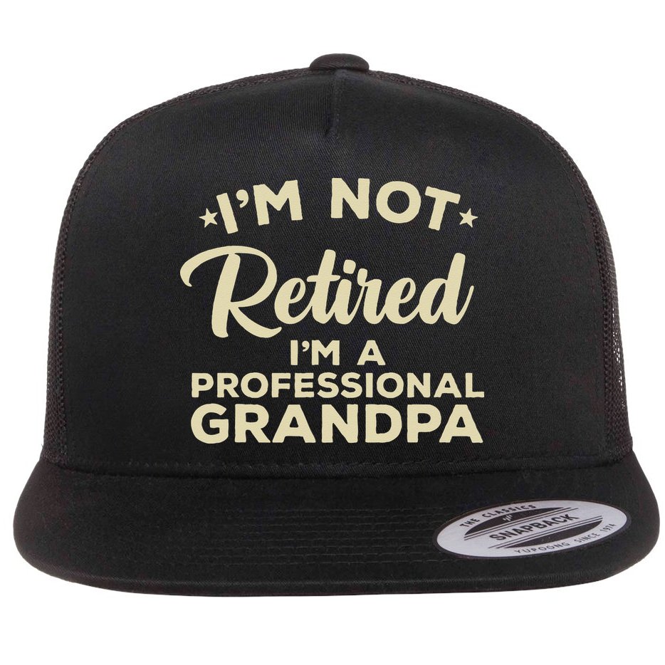 Cool Retirement Art For Men Dad Retired Professional Grandpa Flat Bill Trucker Hat