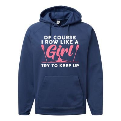 Cool Rowing Art Wo Girl Coxswain Paddle Oar Crew Rowing Performance Fleece Hoodie