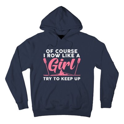 Cool Rowing Art Wo Girl Coxswain Paddle Oar Crew Rowing Hoodie