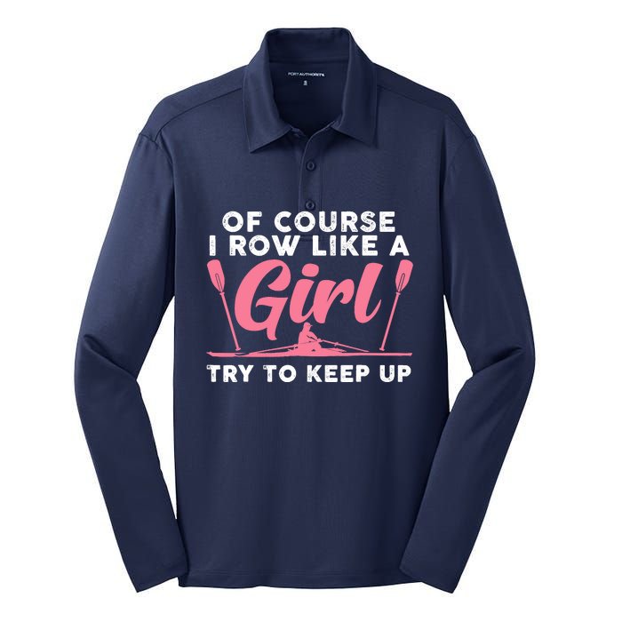 Cool Rowing Art Wo Girl Coxswain Paddle Oar Crew Rowing Silk Touch Performance Long Sleeve Polo