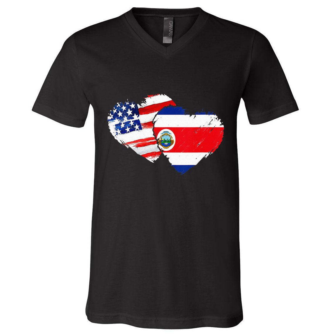 Costa Rica American Flag Vintage Retro Gift V-Neck T-Shirt