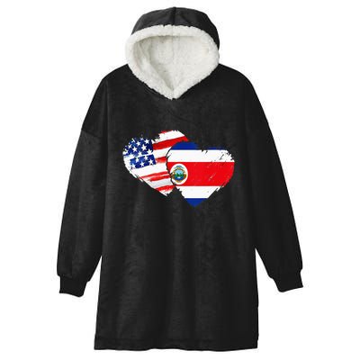 Costa Rica American Flag Vintage Retro Gift Hooded Wearable Blanket