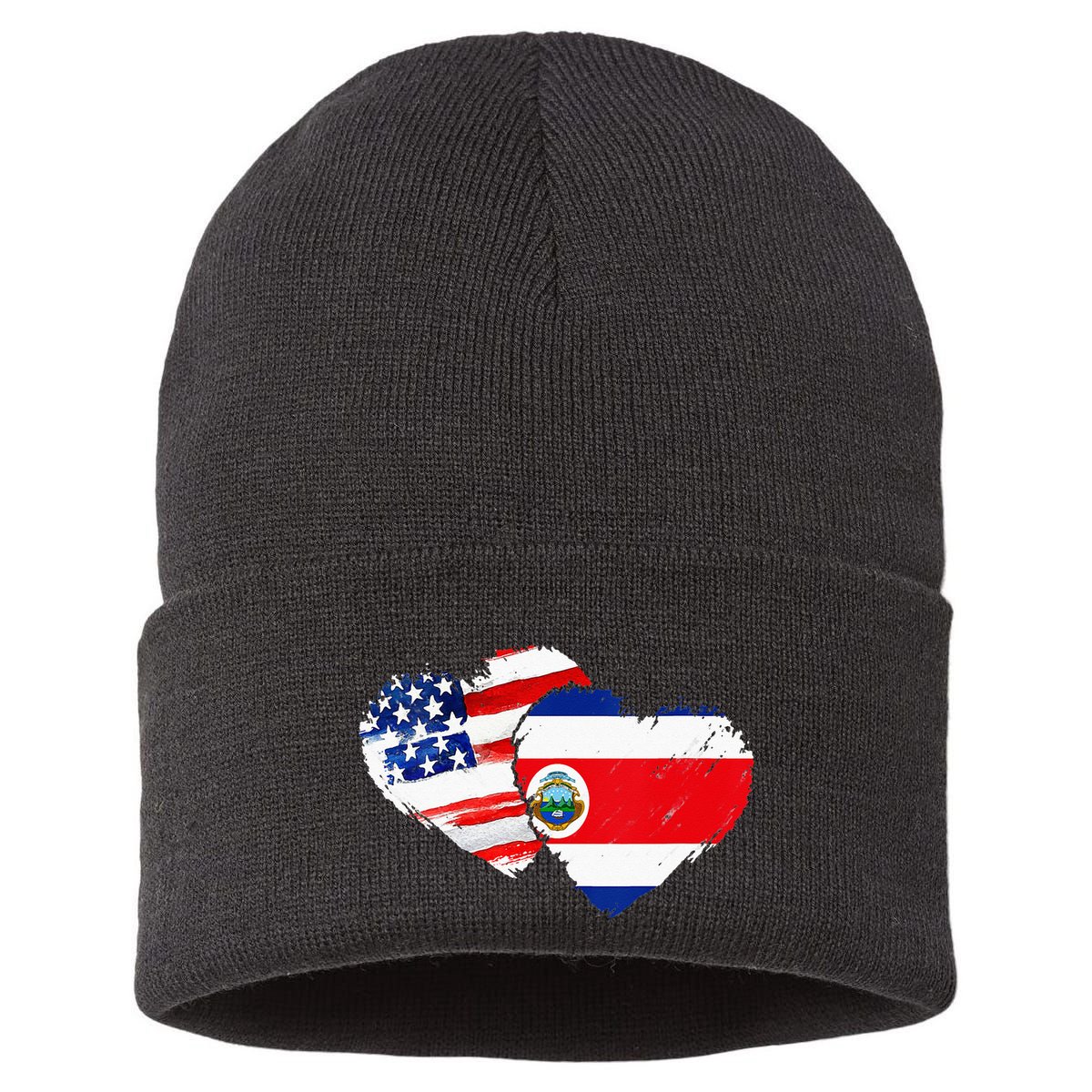 Costa Rica American Flag Vintage Retro Gift Sustainable Knit Beanie