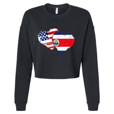 Costa Rica American Flag Vintage Retro Gift Cropped Pullover Crew