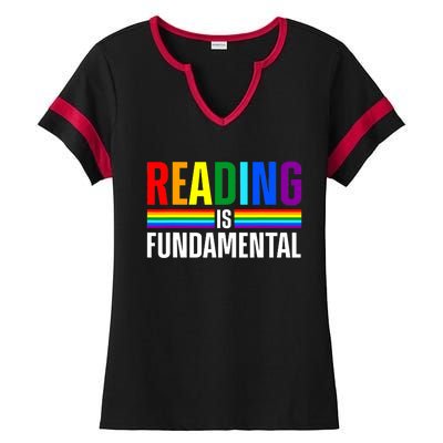 Cool Reading Art Library Bookworm Rainbow Book Ladies Halftime Notch Neck Tee