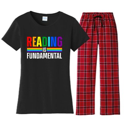 Cool Reading Art Library Bookworm Rainbow Book Women's Flannel Pajama Set