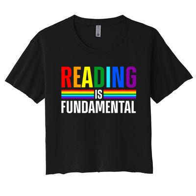 Cool Reading Art Library Bookworm Rainbow Book Women's Crop Top Tee