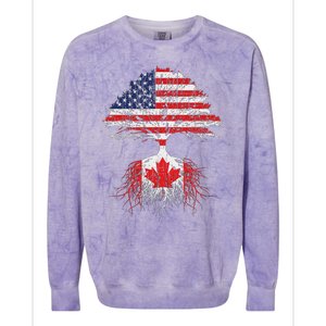 Canadian Roots American Grown Canada Flag Colorblast Crewneck Sweatshirt