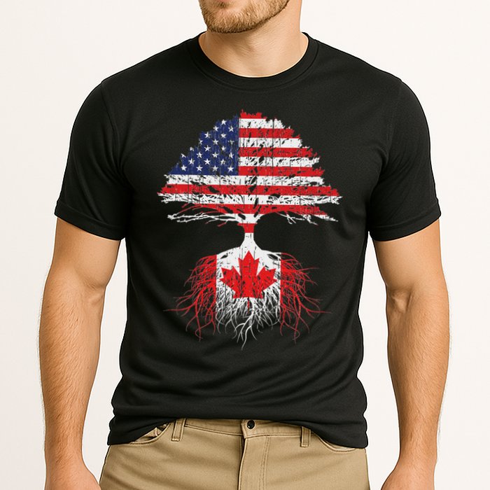 Canadian Roots American Grown Canada Flag Cooling Performance Crew T-Shirt