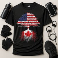 Canadian Roots American Grown Canada Flag Cooling Performance Crew T-Shirt