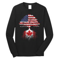 Canadian Roots American Grown Canada Flag Long Sleeve Shirt