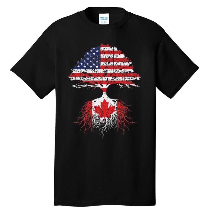 Canadian Roots American Grown Canada Flag Tall T-Shirt