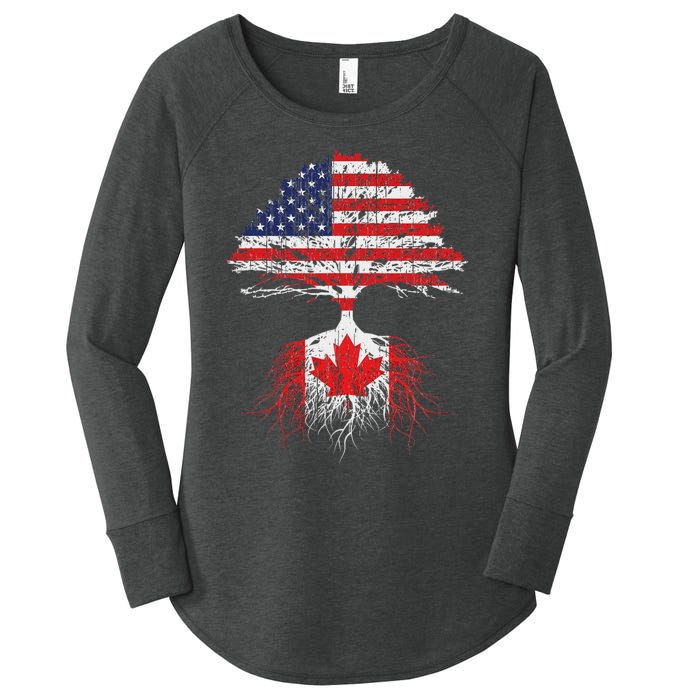 Canadian Roots American Grown Canada Flag Women's Perfect Tri Tunic Long Sleeve Shirt