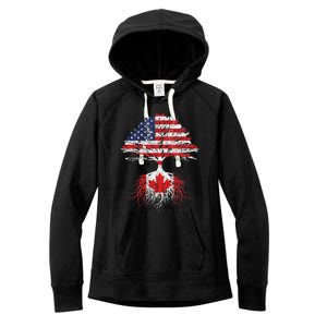 Canadian Roots American Grown Canada Flag Women's Fleece Hoodie