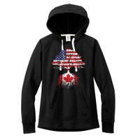 Canadian Roots American Grown Canada Flag Women's Fleece Hoodie