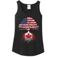 Canadian Roots American Grown Canada Flag Ladies Essential Tank