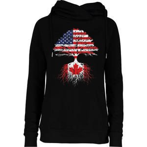 Canadian Roots American Grown Canada Flag Womens Funnel Neck Pullover Hood