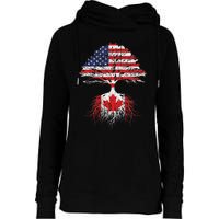 Canadian Roots American Grown Canada Flag Womens Funnel Neck Pullover Hood