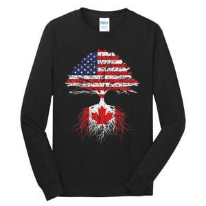 Canadian Roots American Grown Canada Flag Tall Long Sleeve T-Shirt