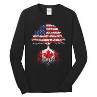 Canadian Roots American Grown Canada Flag Tall Long Sleeve T-Shirt