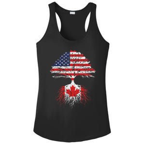 Canadian Roots American Grown Canada Flag Ladies PosiCharge Competitor Racerback Tank