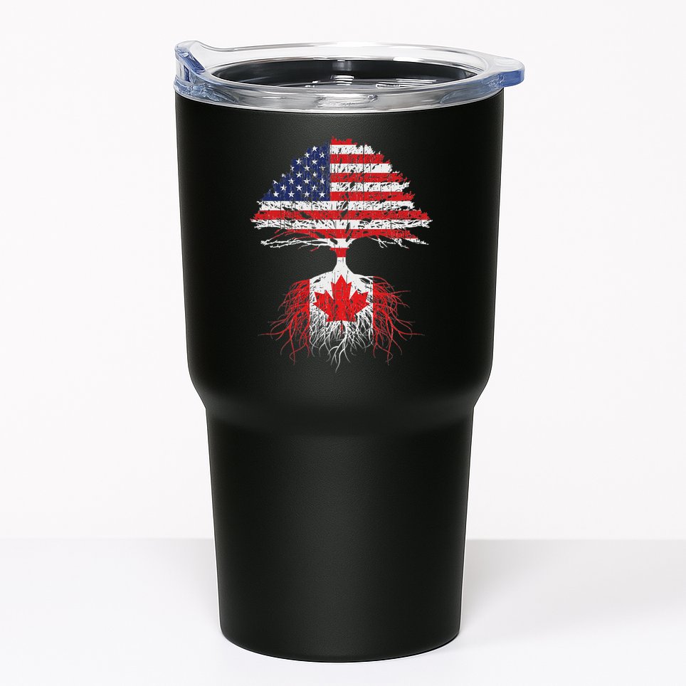 Canadian Roots American Grown Canada Flag Tumbler