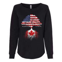 Canadian Roots American Grown Canada Flag Womens California Wash Sweatshirt