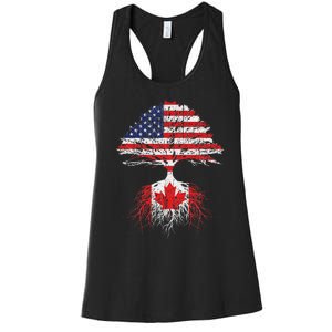 Canadian Roots American Grown Canada Flag Women's Racerback Tank