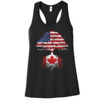 Canadian Roots American Grown Canada Flag Women's Racerback Tank