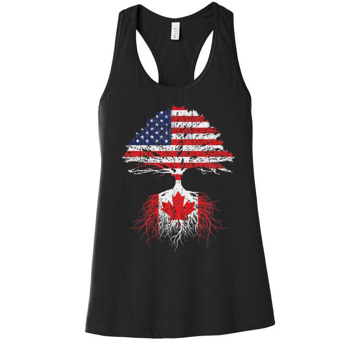 Canadian Roots American Grown Canada Flag Women's Racerback Tank