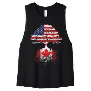 Canadian Roots American Grown Canada Flag Women's Racerback Cropped Tank