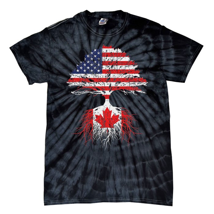 Canadian Roots American Grown Canada Flag Tie-Dye T-Shirt