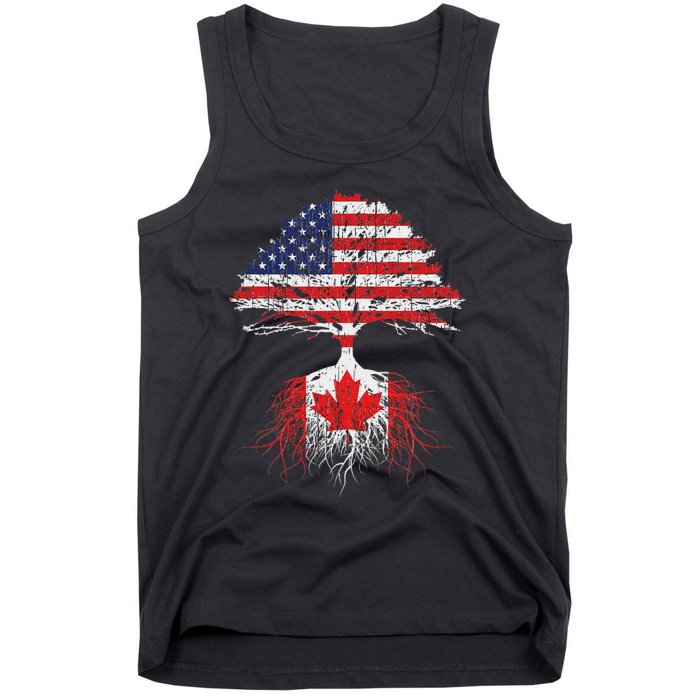 Canadian Roots American Grown Canada Flag Tank Top