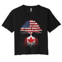 Canadian Roots American Grown Canada Flag Women's Crop Top Tee