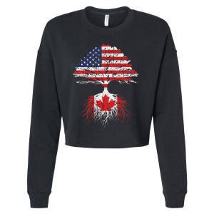 Canadian Roots American Grown Canada Flag Cropped Pullover Crew